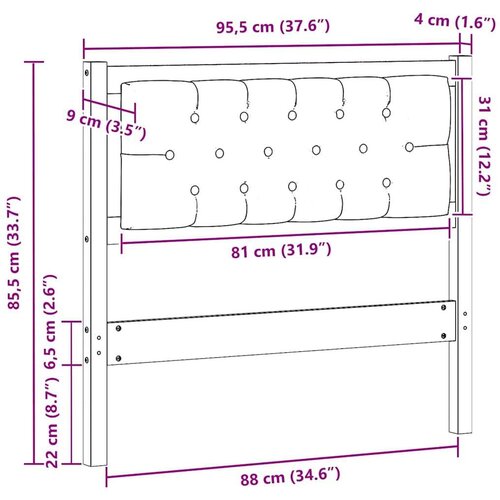 Uzglavlje Ostalo smeđe i tamnosivo 90 cm Masivna borovina Slike