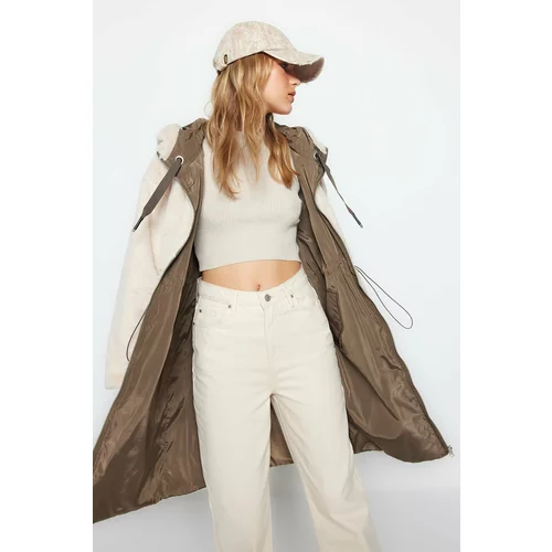 Trendyol Khaki Premium Oversize Double-Sided Hooded Water-repellent Long Pullover Coat