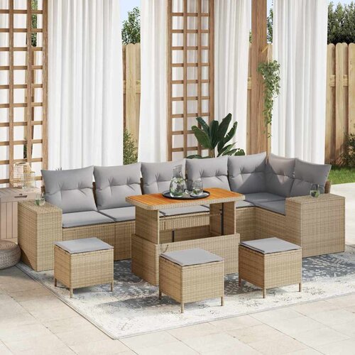  Sjedeća garnitura za vrt 10 kom. poliratan 310 x 145 x 85 cm Slike