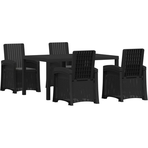  Vrtni set za objed 5 kom. Antracit PP 150 cm Slike