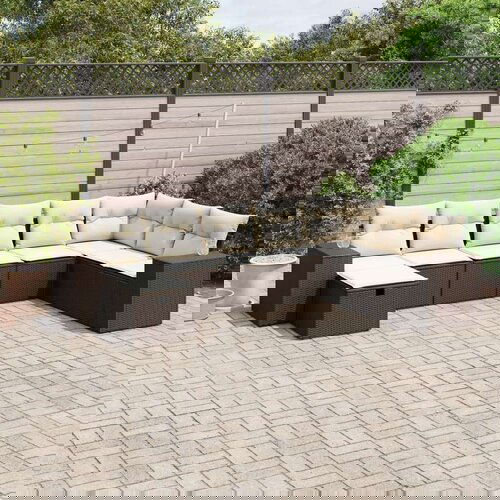 VidaXL 8-dijelni set vrtnih sofa s jastucima smeđi od poliratana Slike