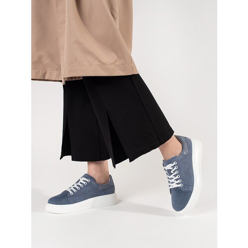 GOODIN Blue leather sneakers with a thick sole Cijene