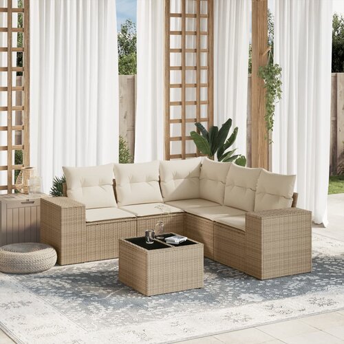 vidaXL 6-dijelni set vrtnih sofa s jastucima bež od poliratana Cijene