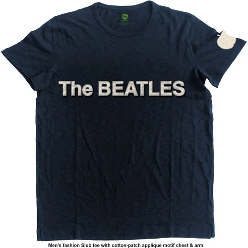 The Beatles Košulja Logo & Apple App Slub Unisex Navy Blue S