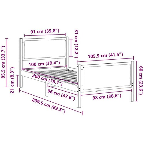  Okvir za krevet Svijetlo siva 100 x 200 cm tkanina Slike