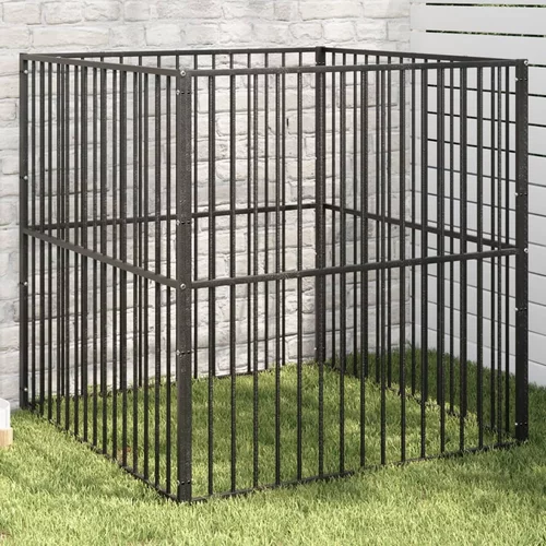  Ograda za pse s 4 panela crna od pocinčanog čelika