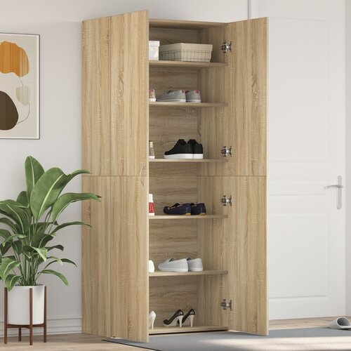 VidaXL Omara za čevlje Sonoma hrast 80x35,5x180 cm Inženirski les Slike