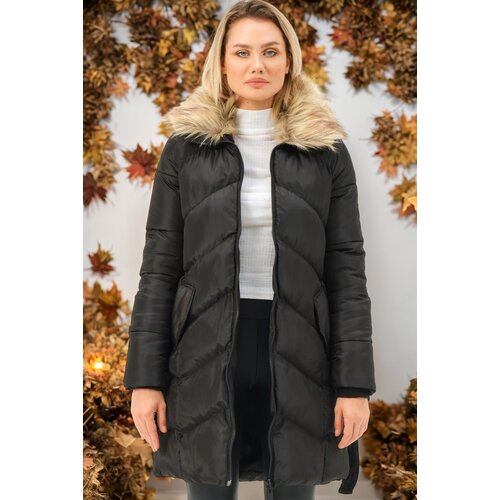 Dewberry Z6767 WOMEN&amp;#039;S COAT-PLAIN BLACK Slike