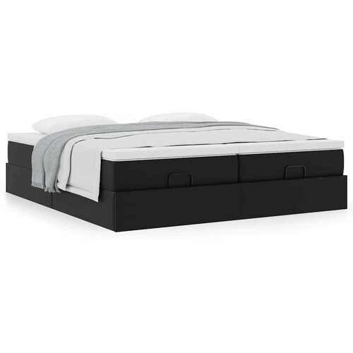 VidaXL Otomanski okvir kreveta s madracima crni 160x200cm umjetna koža Slike