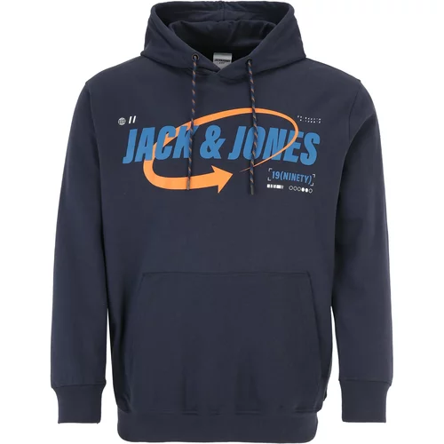 Jack & Jones Plus Sweater majica mornarsko plava / svijetloplava / narančasta
