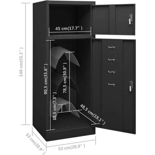 VidaXL Ormarić za sedla antracit 53 x 53 x 140 cm čelični Slike