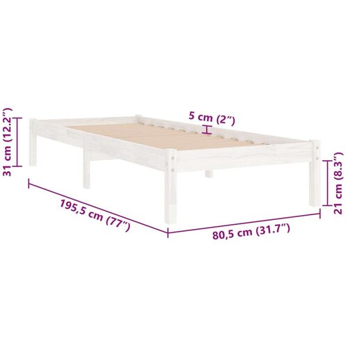 VidaXL okvir za krevet od borovine bijeli 75 x 190 cm uk jednokrevetni Slike