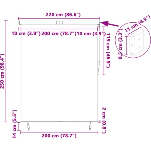 VidaXL Vanjska Roleta Narančasta i bijela 220 x 250 cm tkanina Slike