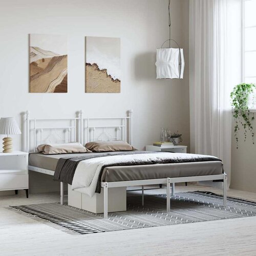  Metalni okvir za krevet s uzglavljem bijeli 193x203 cm Cijene