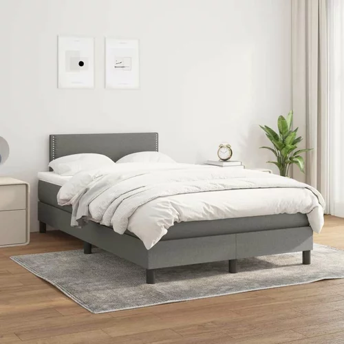  Box spring postelja z vzmetnico temno siva 120x200 cm blago, (20724525)