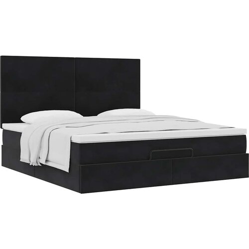 VidaXL Otomanski okvir kreveta s madracima crni 180x200cm bar&amp;scaron;unasti Slike