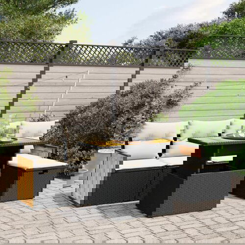 vidaXL 6-dijelni set vrtnih sofa s jastucima crni od poliratana Cijene