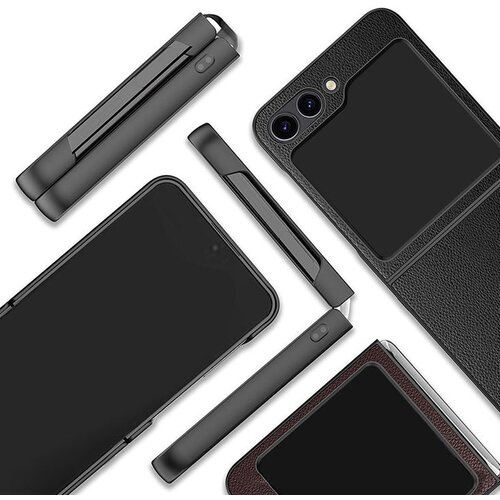  Maska za telefon Leather za Samsung Galaxy Z Flip 5 crna Cene