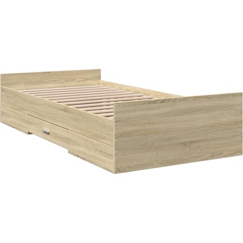  Okvir za krevet s ladicama boja hrasta 90x200 cm Smeđa 90 x 200 cm Slike