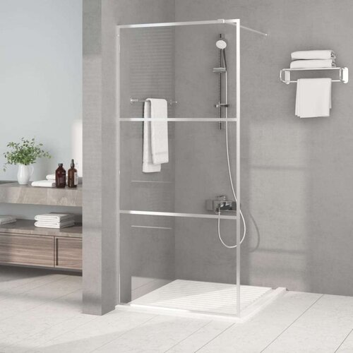 Pregrada za tu&amp;scaron; srebrna 90 x 195 cm s prozirnim staklom ESG Slike