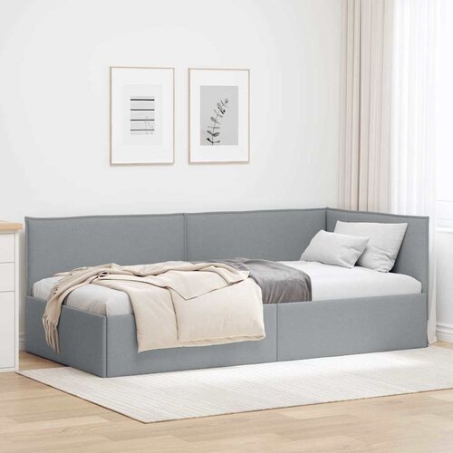 VidaXL Kutni okvir kreveta Svjetlosiva 90 x 190 cm tkanina Slike