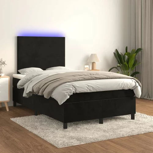  Box spring postelja z vzmetnico LED črna 120x200 cm žamet, (20790597)