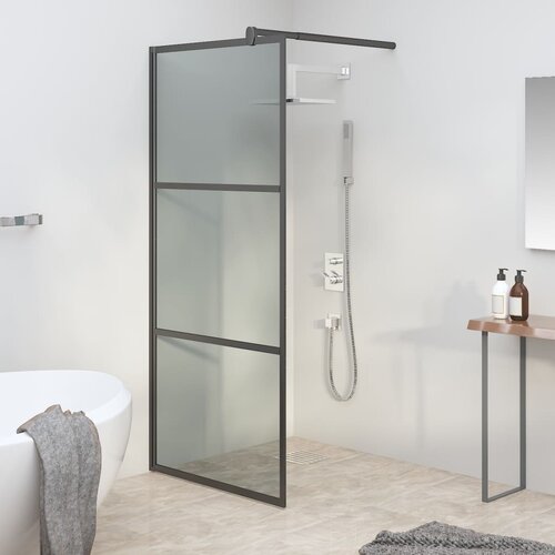 VidaXL Pregrada za tu&amp;scaron; 80x195 cm temno ESG steklo črna Slike