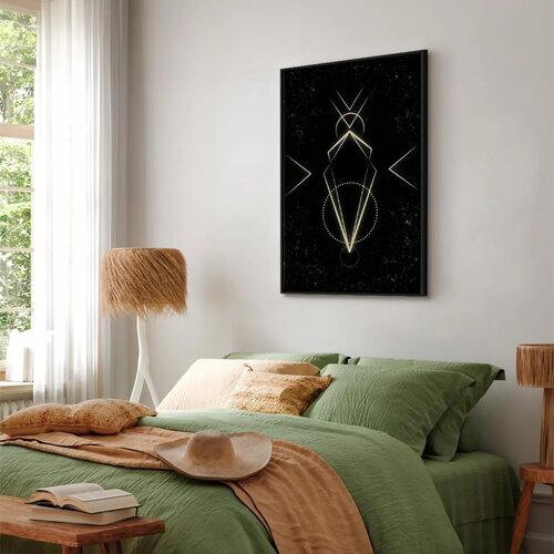  Slika - Symmetry of Shapes (1-part) - Graphic Motif in Black Shade 40x60 U crnom drvenom okviru Slike