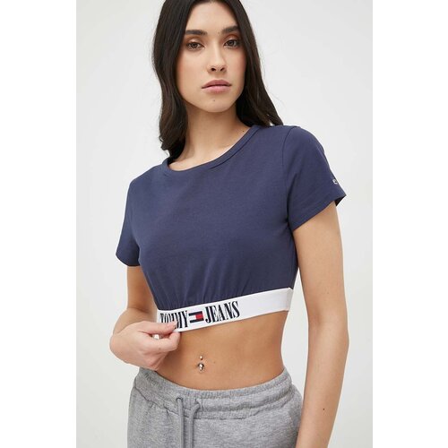 Tommy Jeans Bombažna kratka majica mornarsko modra barva Slike
