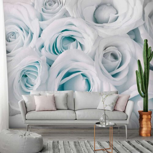  Samoljepljiva foto tapeta - Satin Rose (Turquoise) 245x175 Slike