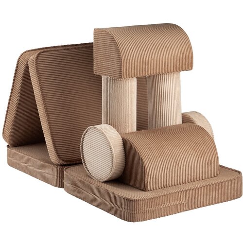 Wigiwama Rjava otro&amp;scaron;ka sedežna garnitura iz rebrastega žameta 132 cm Settee &amp;ndash; Slike