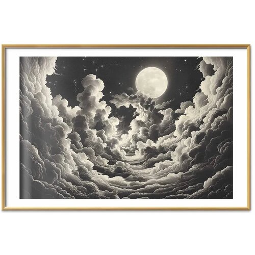  Plakat Moon and Stars Singing Among the Great Clouds 60x40 Zlatni okvir s margom Slike