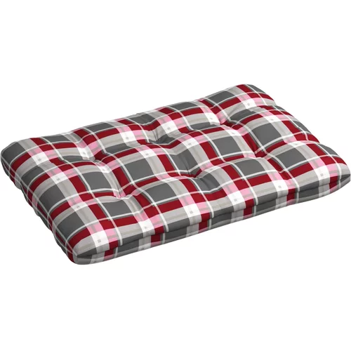 vidaXL jastuk za sofu od paleta crveni karirani 120 x 80 x 10 cm