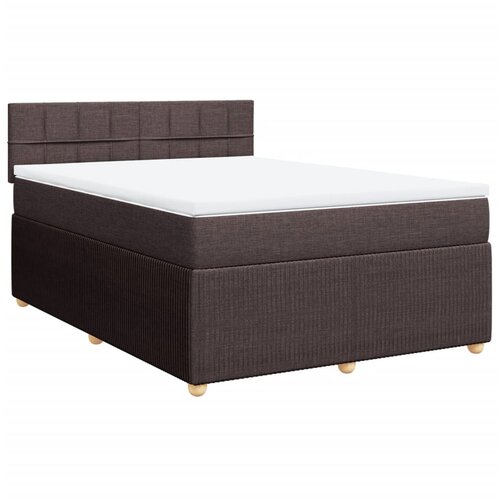 vidaXL Box spring postelja z vzmetnico temno rjav 140x190 cm blago, (21308930) Cene