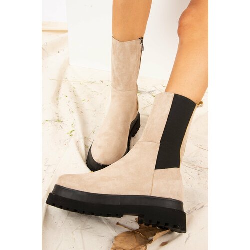 Fox Shoes Women's Beige Suede Boots Slike