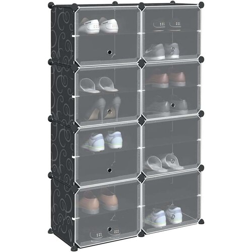 vidaXL Organizator za shranjevanje kock z 8 kockami in vrati Black PP Cene
