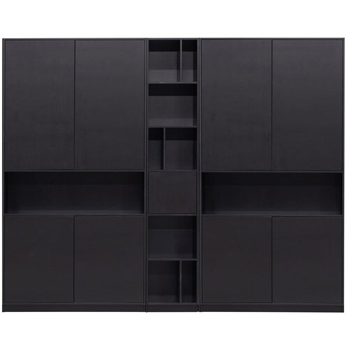 WOOOD Črna modularna knjižna polica iz masivnega bora 260x210 cm Finca &amp;ndash; Slike