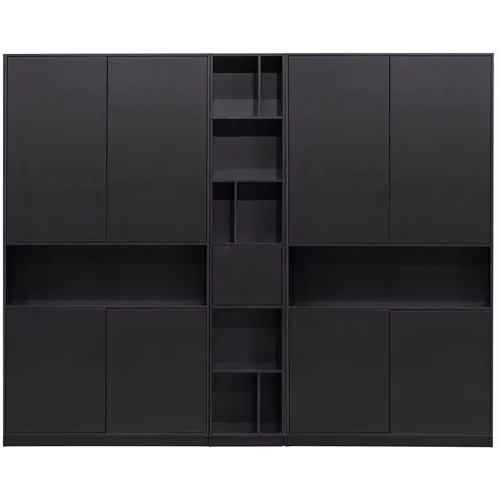WOOOD Črna modularna knjižna polica iz masivnega bora 260x210 cm Finca –