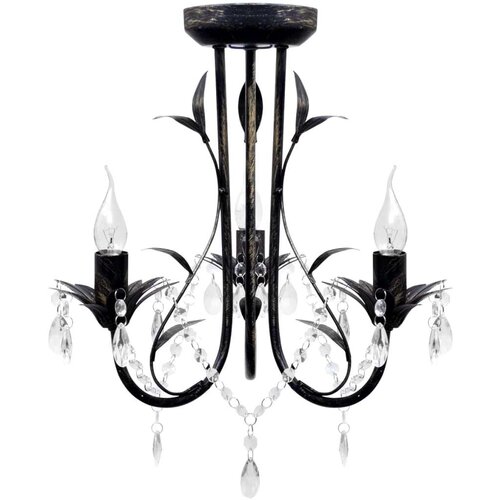  Luster s kristalnim perlama Art Noveau metalni crni 3X E14 svjetiljke Cijene