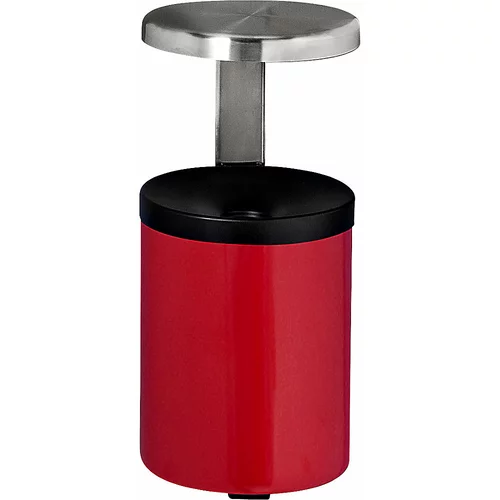  Varnostni stenski pepelnik s strešico, okrogel, 5,5 l, višina 390 mm, rdeča, jeklena pločevina