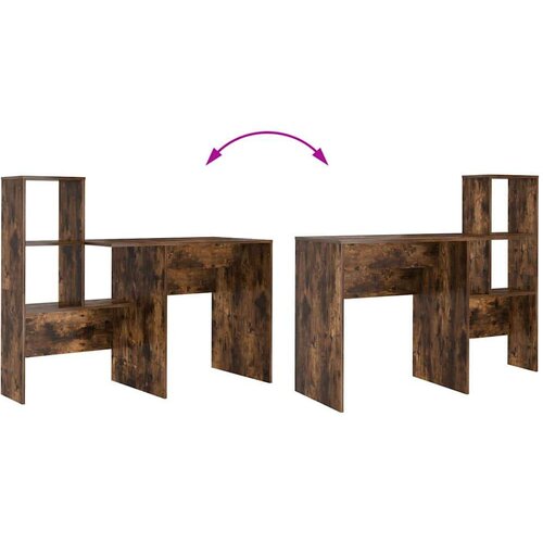 VidaXL Stol Dimljeni hrast 131.5 x 50 x 106.5 cm Konstruirano drvo Slike