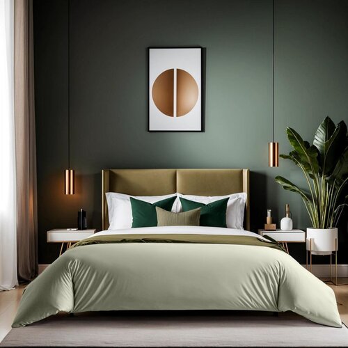  tonne verte - 45 green ranforce double quilt cover (fr) (it) (de) Cene