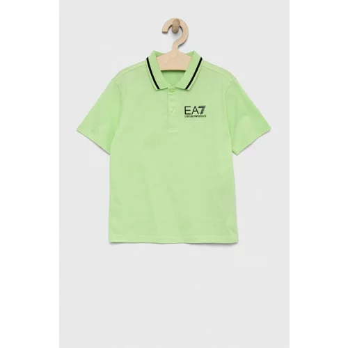 Ea7 Emporio Armani Pamučna polo majica boja: zelena, jednobojni model