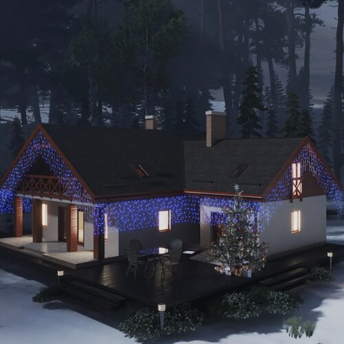 vidaXL LED zavesa ledene sveče 10 m 400 modrih LED lučk Cene