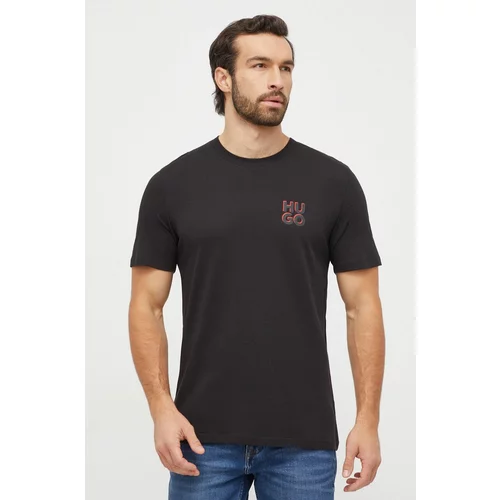 Hugo Bombažna kratka majica 2-pack črna barva