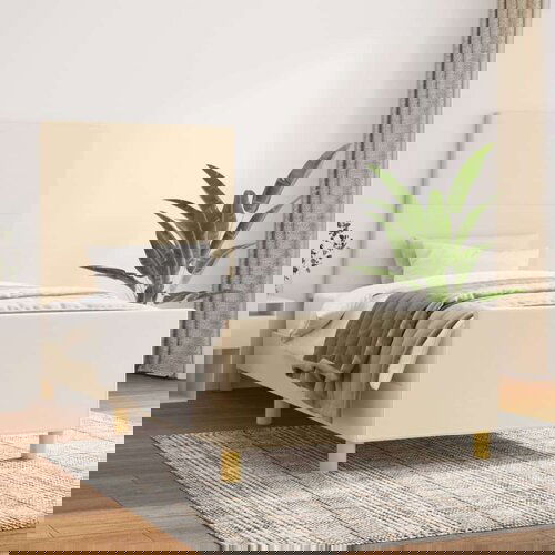  Za krevet s uzglavljem krem 100x200 cm od tkanine Slike