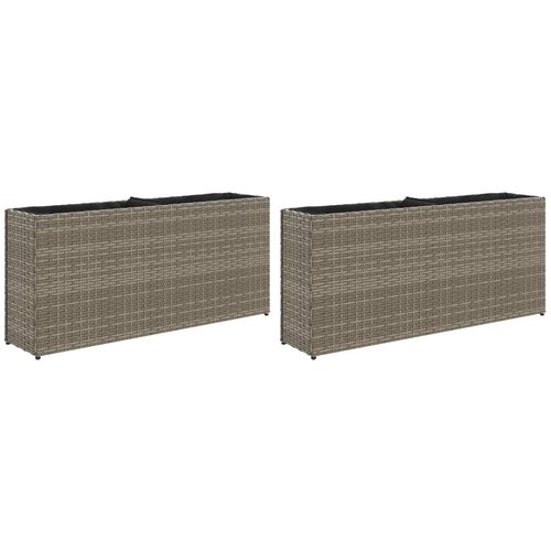 VidaXL Vrtna korita z 2 loncema 2 kosa siva 90x20x40 cm poli ratan, (21317273) Slike