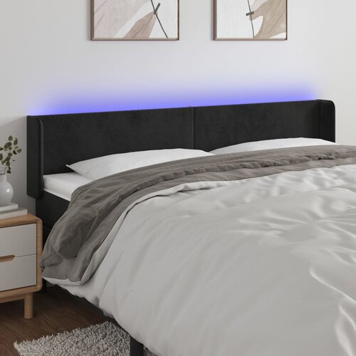 vidaXL LED posteljno vzglavje črno 203x16x78/88 cm žamet Cene