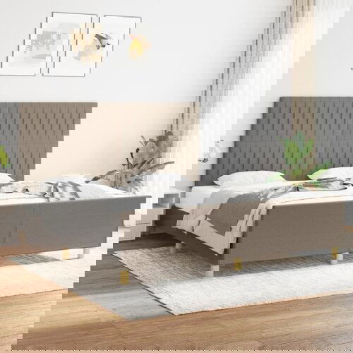 The Living Store Posteljni okvir z vzglavjem taupe 180x200 cm blago - Posteljni Okvir Z Vzglavjem, (21503749) Slike
