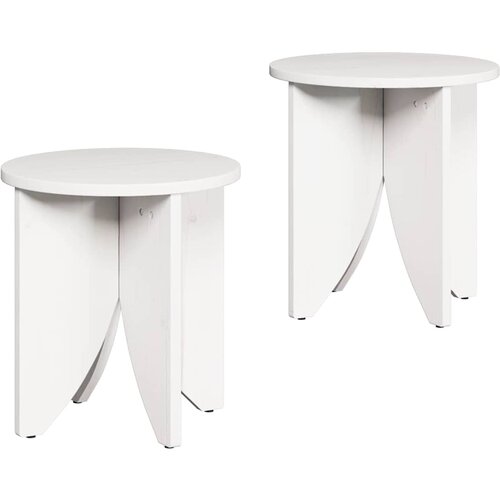 vidaXL Klubska miza 2 pcs Bela 41.5 x 41.5 x 44 cm Trdna borovina, (5000073356) Cene